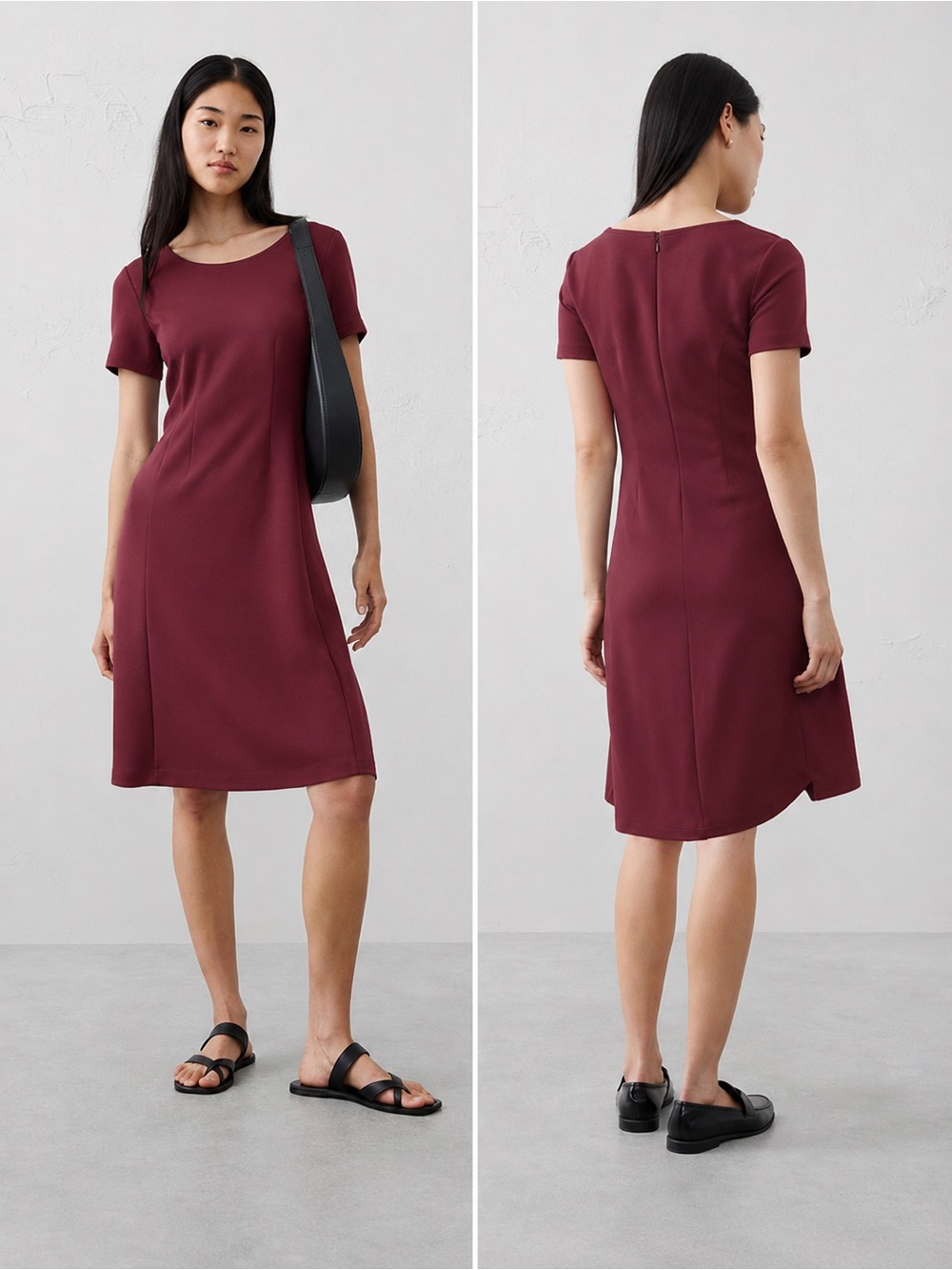 Banana RepWomen’s Short Sleeve Sheath Dress in Burgundy